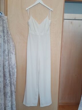Hayley Paige Spaghetti Strap Ivory Jumpsuit